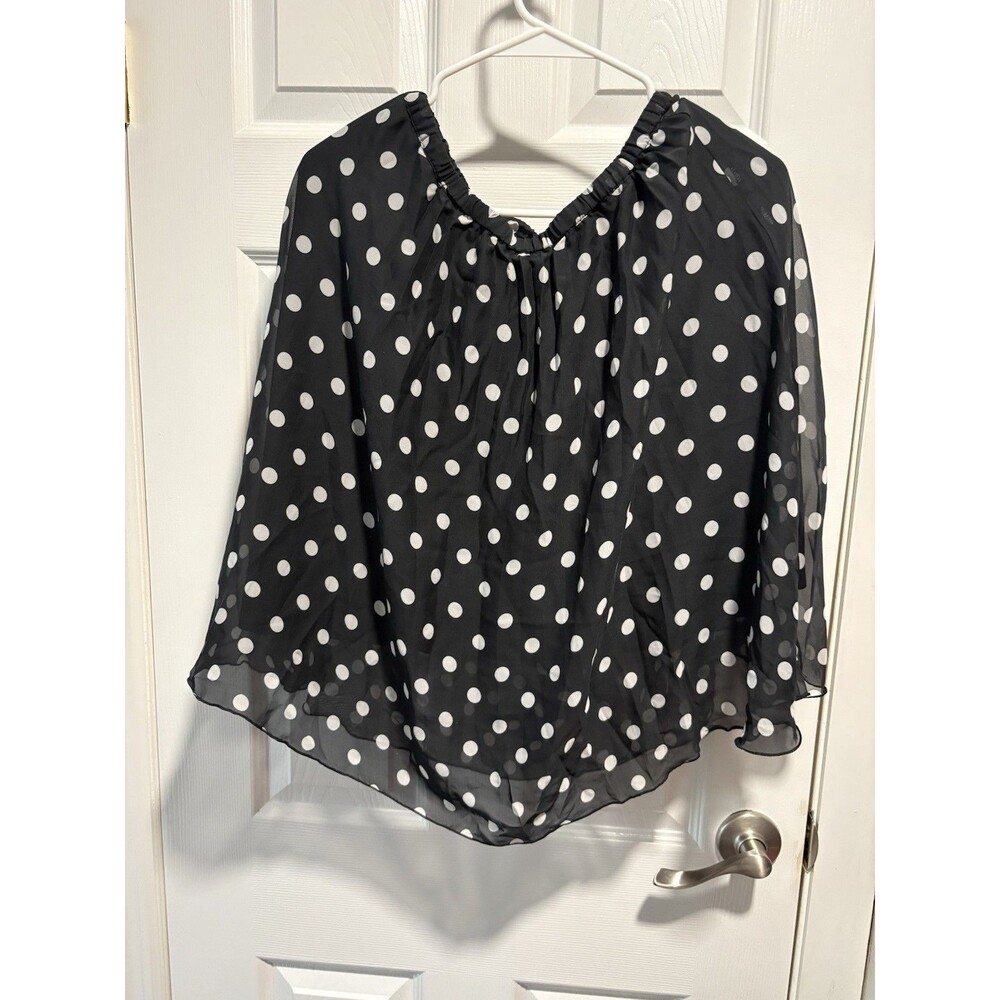 Allison Taylor Women's Lined Polyester Black White Polka Dot Skirt Size M